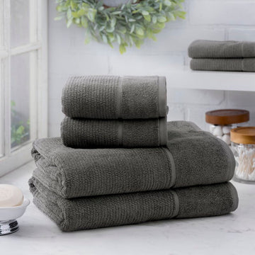 Luciana Luxury Textured 6 Piece Turkish Cotton Bath Towel Set